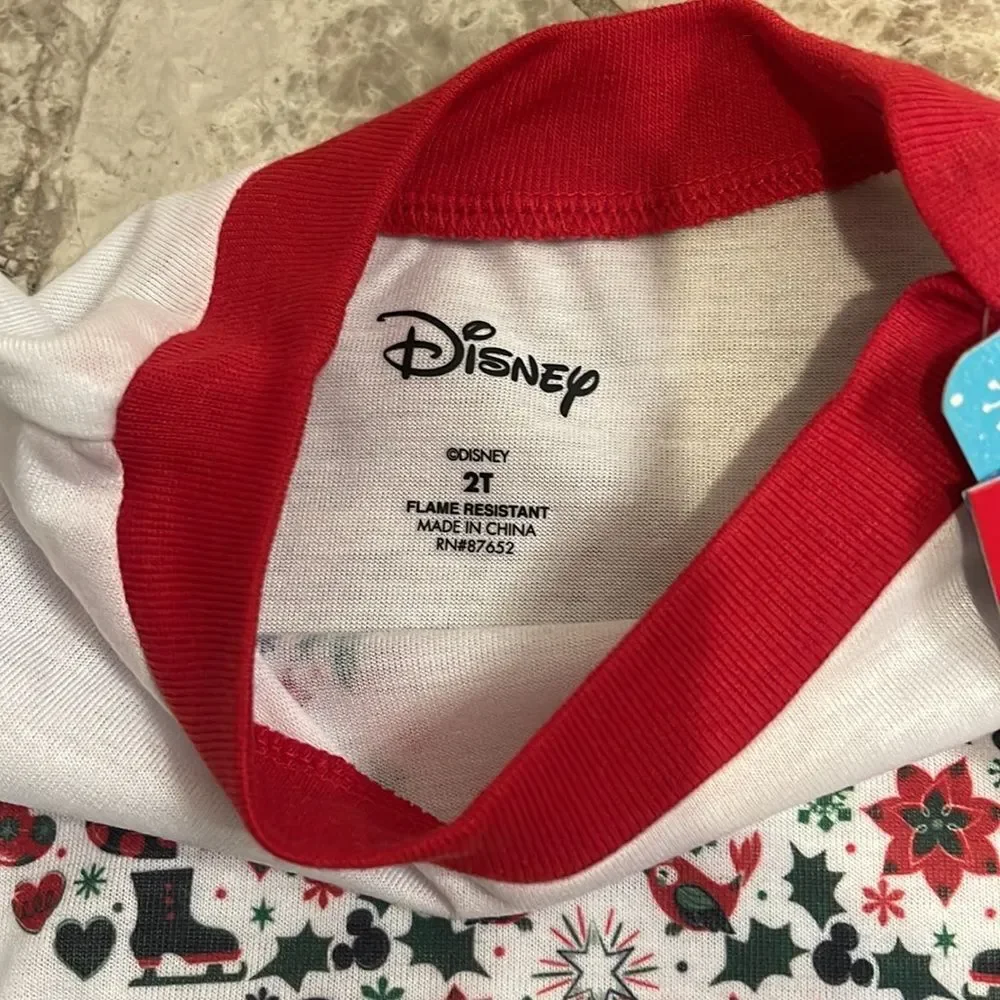 Disney Mickey Mouse Christmas Pajamas Toddler 2T Boys NEW Holiday 2 Piece Set